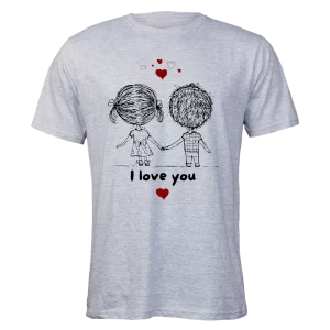 I love you T-shirt: Grey-Melange