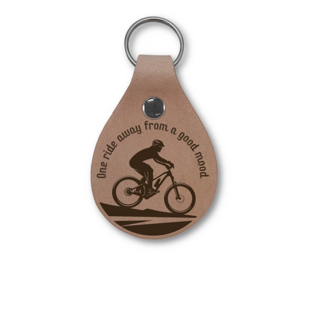 One ride away from a good mood keyring